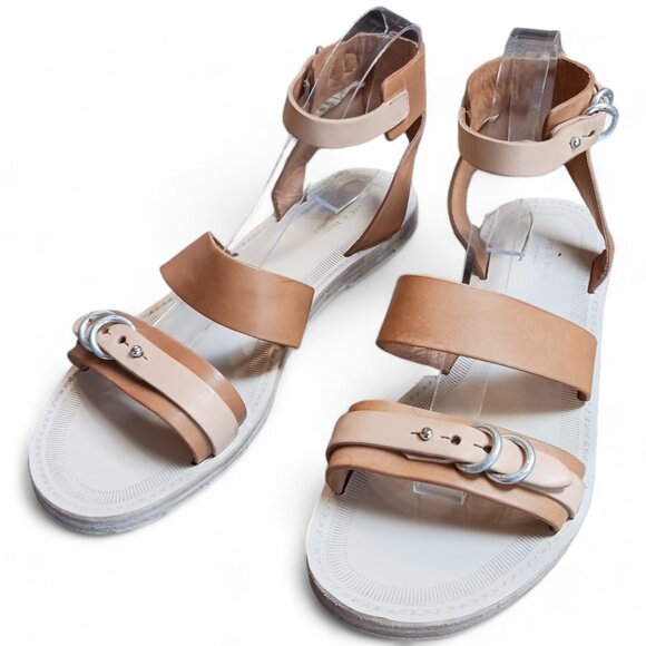 Rag & Bone Lara Ivory Tan Leather Flat Gladiator Sandals  Size 8.5 - Picture 2 of 14